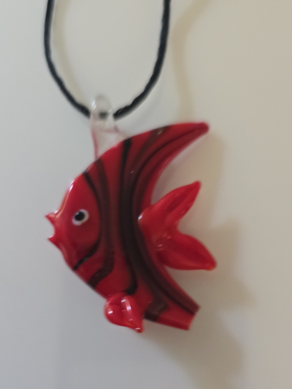 Red Glass Fish Pendant Necklace - Unbranded